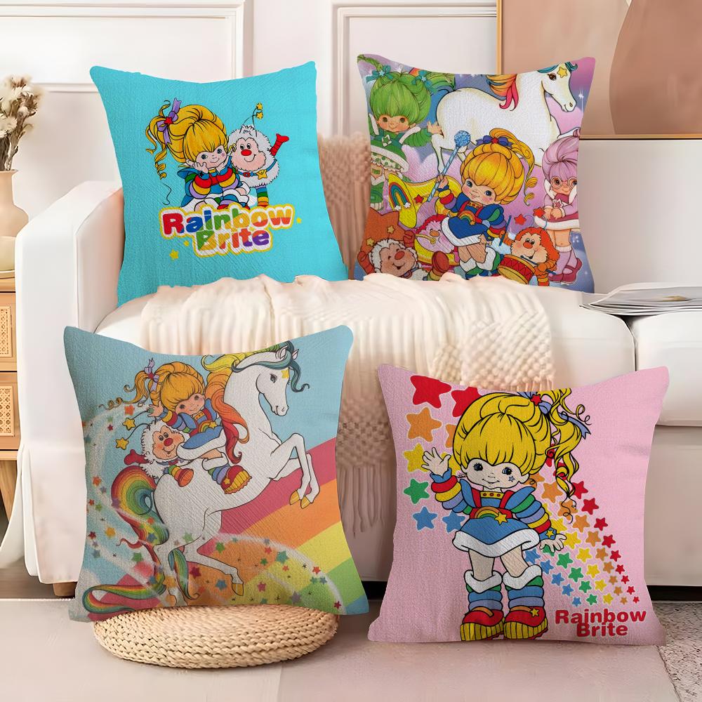 Мультяшная Аниме Милая R-Rainbow Brite Наволочка Натуральный Лен Двусторонняя Печать Диван Домашний Декор Чехол для Подушки