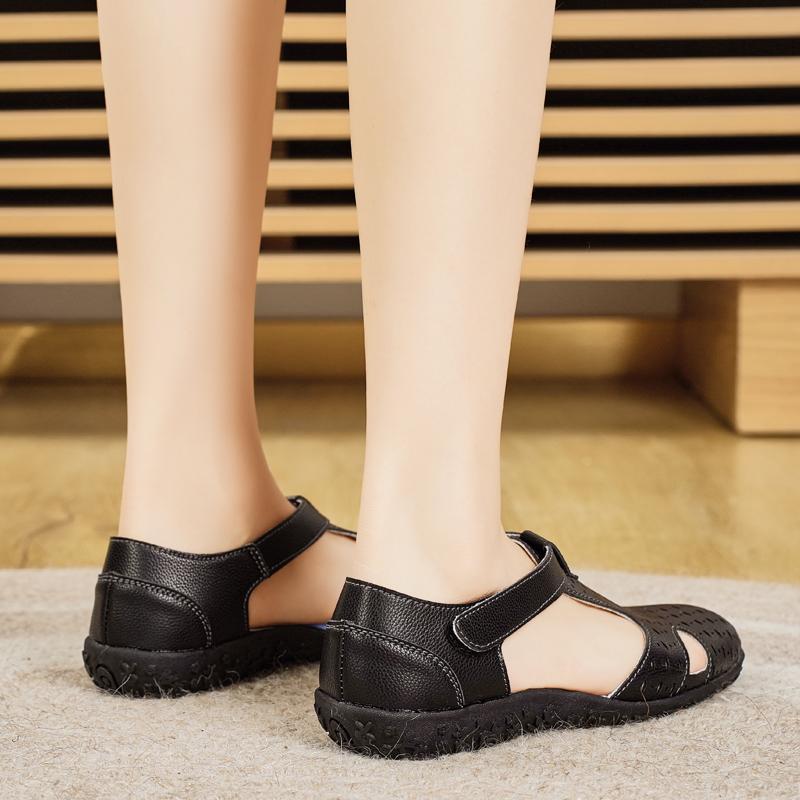 Женские сандалии летние Мэри Джейн пляжные туфли на плоской подошве с закрытым носком повседневные мягкие прогулочные сандалии большого размера