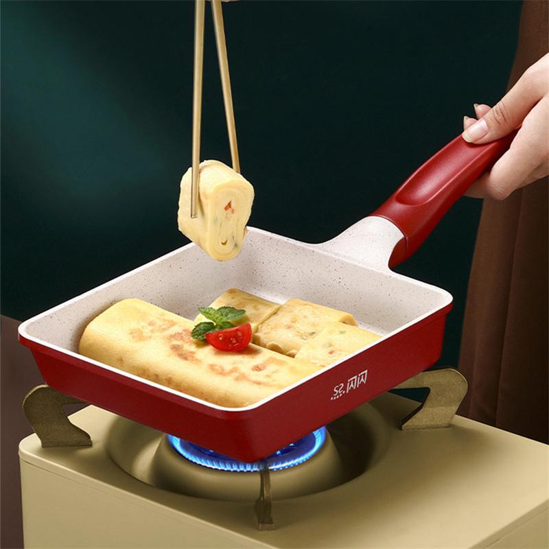 Мини-сковорода для омлета с антипригарным покрытием Tamagoyaki, прямоугольная сковорода для домашнего западного завтрака, кастрюли для готовки на плите для всех видов плит