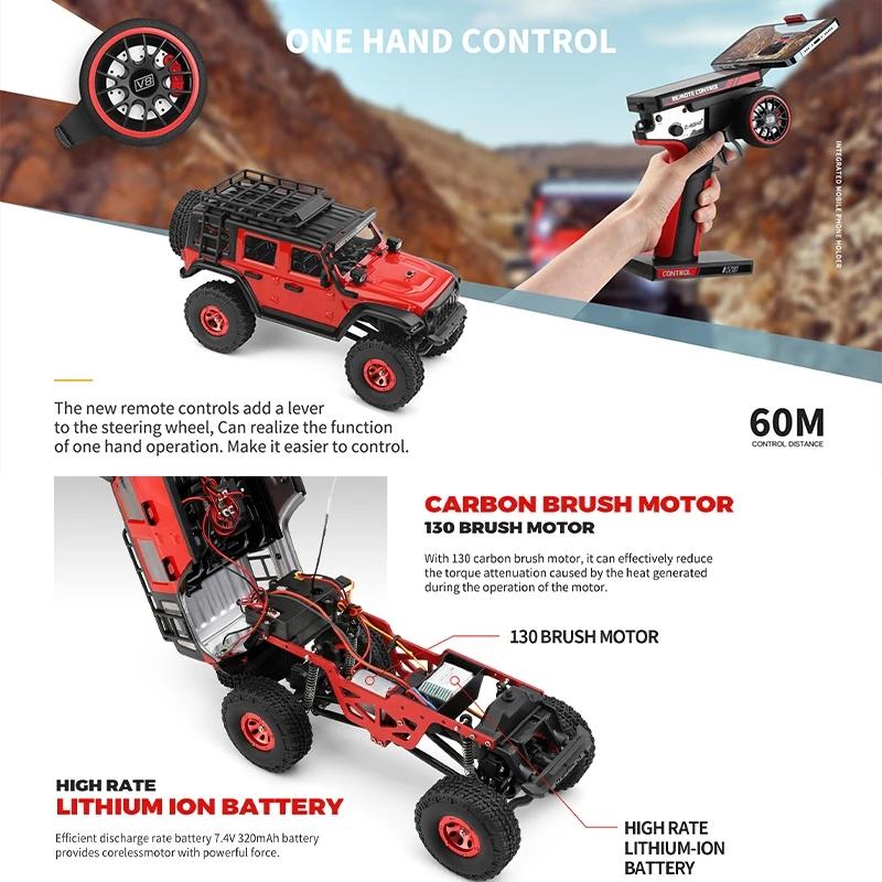 Wltoys 2428 1:24 RC Машина 2.4G Со Светодиодными Огнями 4WD Внедорожник Модель Грузовик на Радиоуправлении Для Детей Игрушка Подарок