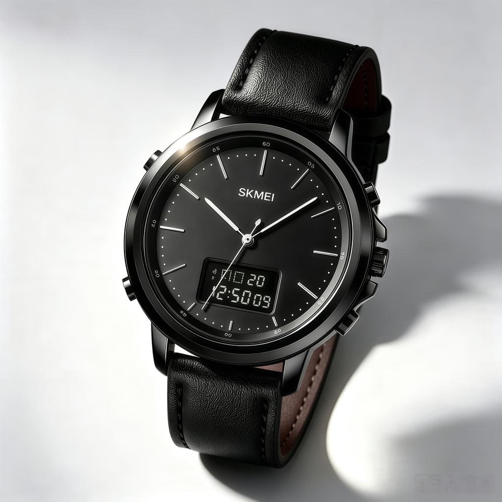 Men's Watch SKMEI Leather Strap 50M Waterproof LED Backlight 1652