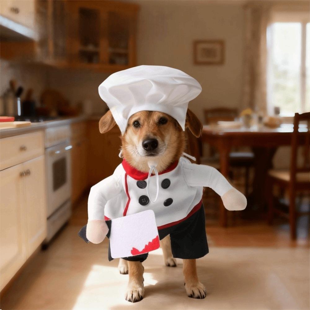 Comfortable Pet Funny Chef Costume Adjustable Pet Cook Outfit Cat Party Dressed Up Festival