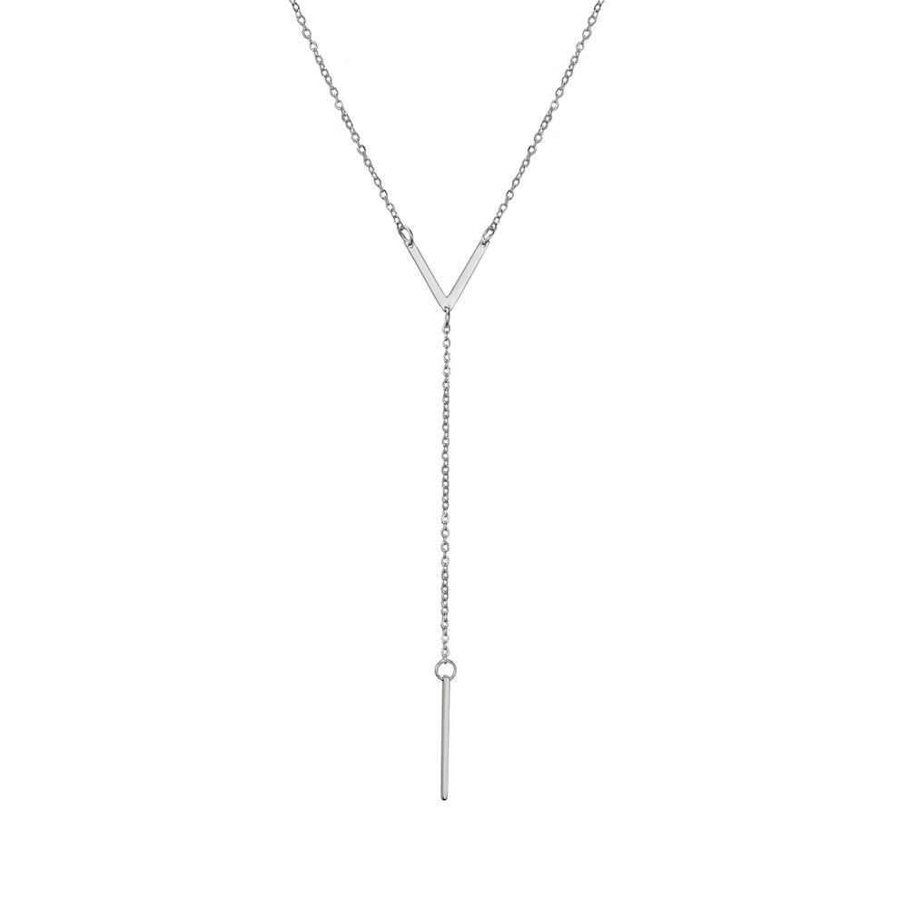 V Shaped Necklace with Bar for Women Stainless Steel Gold Chain Necklaces Party Jewelry Gifts