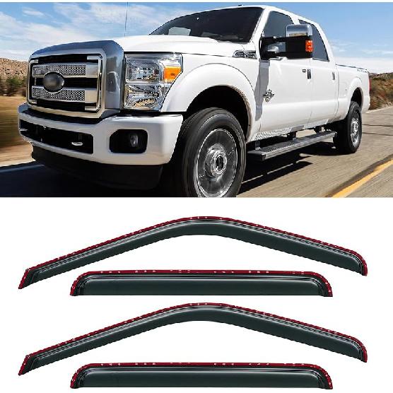 Window Rain Guards Visors For 2009-2018 Dodge Ram 1500 Quad Cab, Out-Channel Window Vent Wind Shades Deflectors For 09-18 Ram 1500 Extended Cab