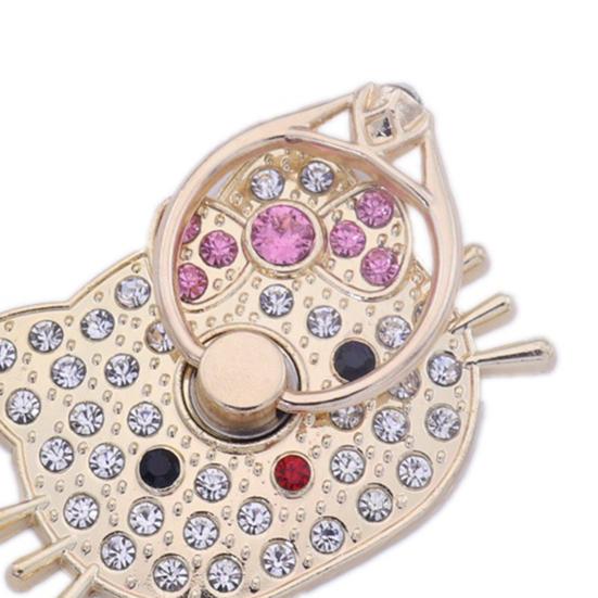 Держатель-кольцо для пальца, вращающийся, мультяшный, со стразами, противоударный, 360 градусов, котенок, металлический, держатель для мобильного телефона