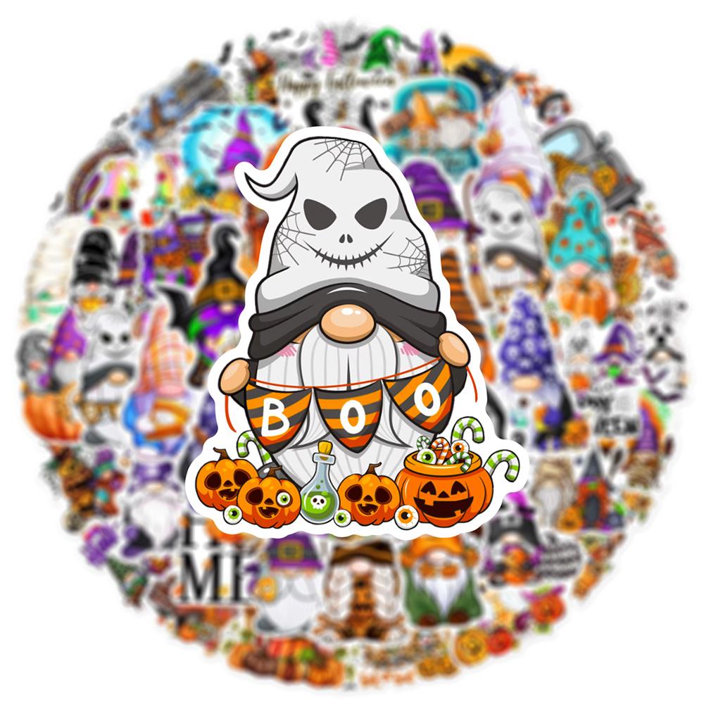 50 шт., наклейки с изображением гнома на Хэллоуин, наклейки с граффити на Хэллоуин для DIY, багажа, ноутбука, скейтборда, мотоцикла, велосипеда, наклейки