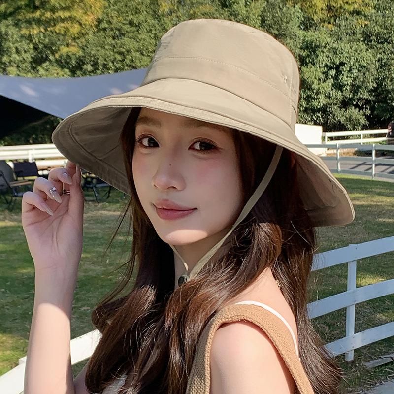 Outdoor hiking bucket hat for women, suitable for summer, can be tied into a ponytail, versatile for outdoor cycling, UV protection sun hat