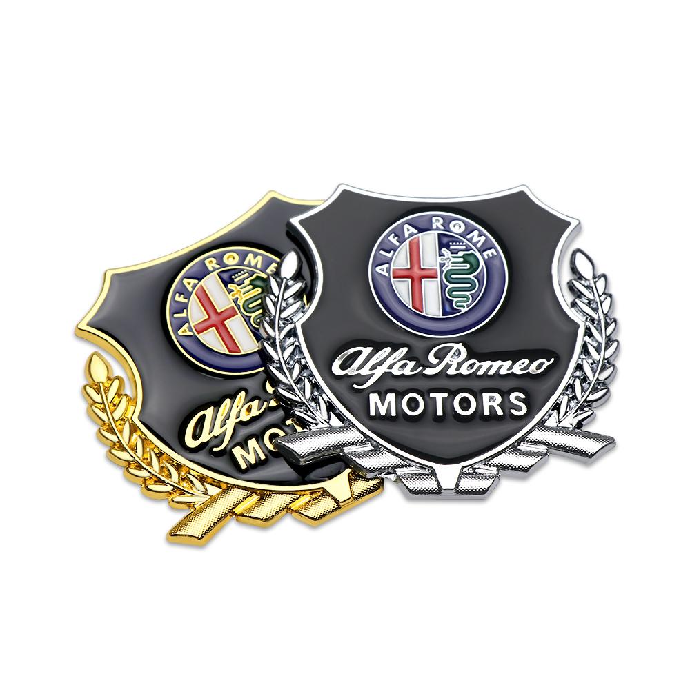 1PC Gold/Sliver Car 3D Metal Emblem Modeling Body Window Decor Sticker Auto Accessories For Alfa Romeo 159 147 156 Sportiva 166