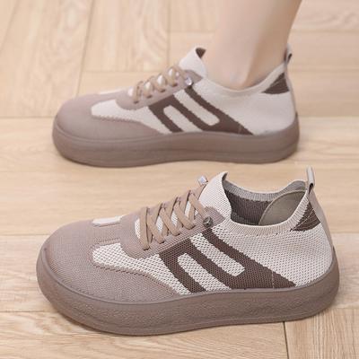 Женская обувь весна и осень новая ретро немецкие тренировочные туфли дышащая на одной педали повседневная обувь для мамы шнуровка универсальная женская спортивная обувь