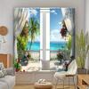 Комплект из 2 штук Шторы с тропическим морским пейзажем, фильтрующие свет - Дизайн с кулиской для легкого подвешивания, Идеально подходят для спальни, гостиной