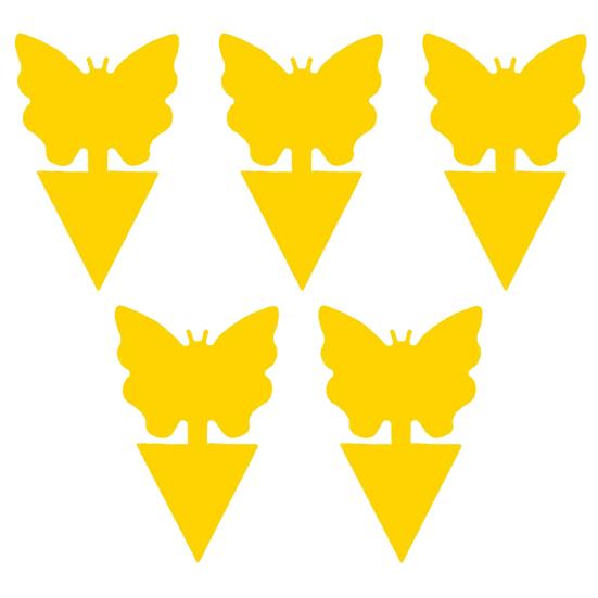 5 шт., ловушка для мух, липкая двусторонняя сильная липкость, желтая ловушка для мух в форме бабочки, бумажная липкая доска для тли и сада