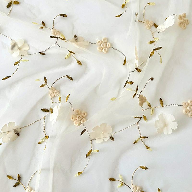 1 шт. Цветочная вышитая тюль ткань скатерти цветочные сетчатые шторы подарочная упаковка сетка пряжа цветы магазин 130x50 см