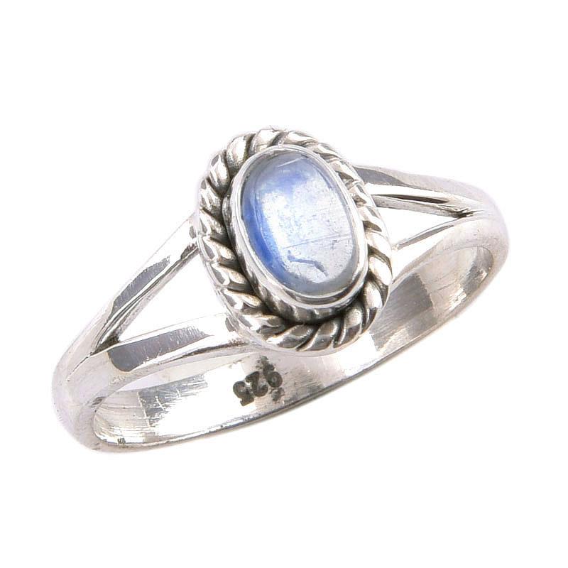 Natural Rainbow Moonstone Gemstone Handmade 925 Sterling Silver Ring Size 6 l8E07