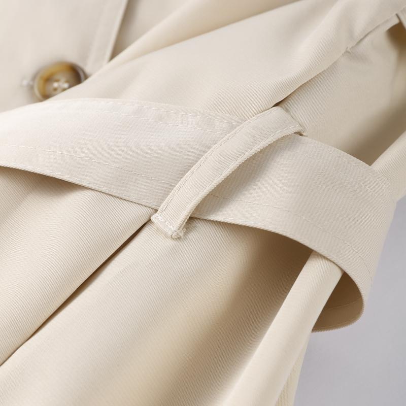 Короткий тренч на шнуровке со стойкой воротником, женский, с длинным рукавом, двубортный, тонкий приталенный жакет, ветровка для通勤, осенняя верхняя одежда 2025