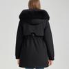 Fashion Winter Coat Female Long Parkas Hooded Faux Fur Collar Detachable Sleeves Loose Thick Warm Women's Jackets