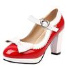 Женские модные туфли принцессы Лолиты на высоком каблуке 7 см с милым бантом, туфли-лодочки горничной Мэри Джейн на платформе с ремешком на щиколотке