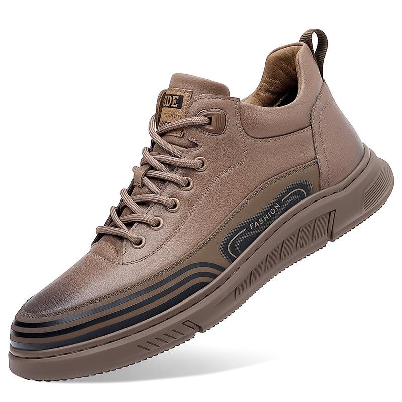 Мужская обувь 2025 осень новая трендовая обувь на платформе мужские кожаные туфли уличные рабочие спортивно-повседневные туфли 2025