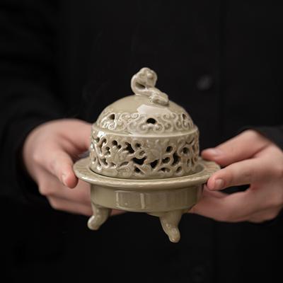 Трехногая тарелка из селадоновой древесины, курильница для благовоний, креативная ароматерапевтическая печь, чайный столик, керамические украшения, печь из сандалового дерева и агарового дерева