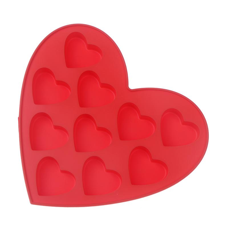 10-гнездная силиконовая форма в форме сердца, сделай сам ко Дню святого Валентина, форма для шоколадных конфет, помадки, желе, пудинга, десерта, выпечки