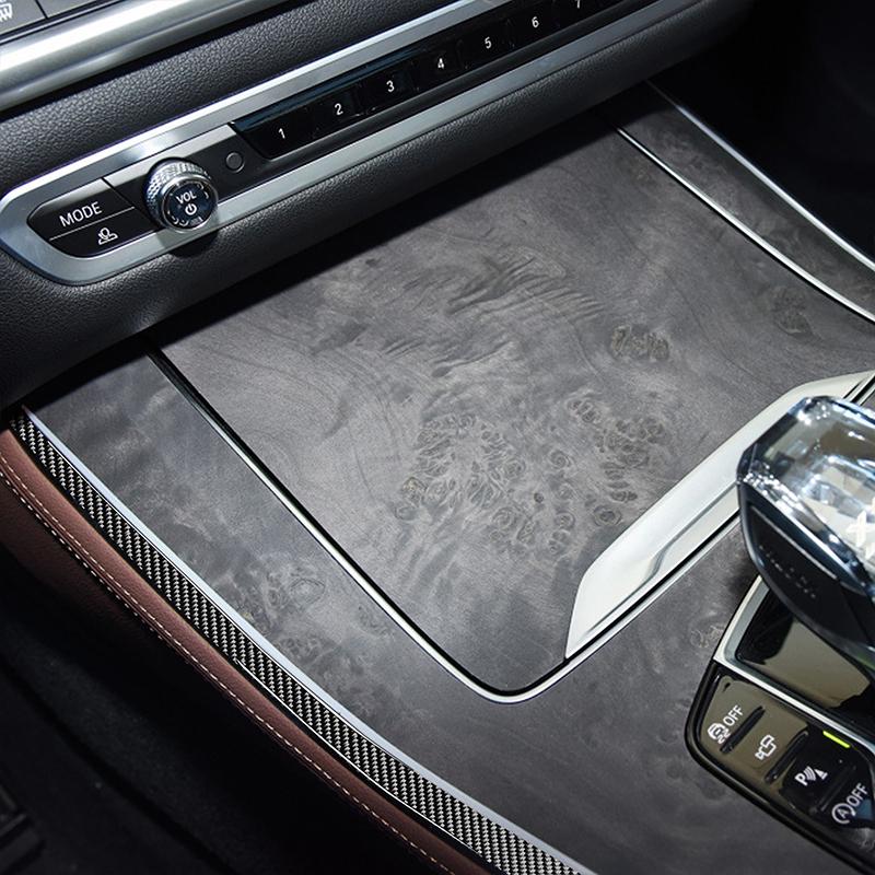 Для BMW X5 X6 F15 F16 14-18 2 шт., настоящая карбоновая шестерня, боковая отделка, полоса салона автомобиля, салон автомобиля
