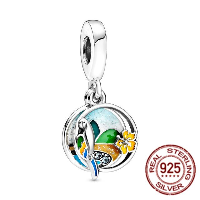 Набор из двух предметов узорчатых подвесок, стерлинговое серебро 925 пробы, подходит для оригинального браслета, рождественская подвеска в виде лисы, бусина, ювелирное изделие своими руками, подарок