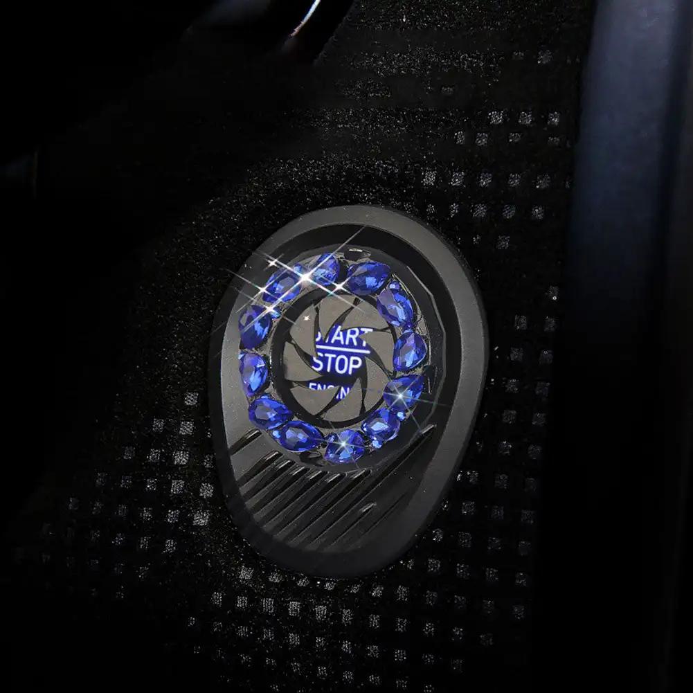 Вращающаяся хрустальная кнопка запуска и остановки двигателя автомобиля, крышка переключателя зажигания, защитный колпачок, декоративная наклейка