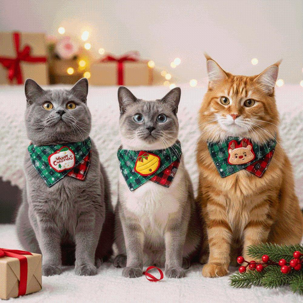 Adjustable Strap Plaid Triangle Scarf Soft Cloth Cat Dog Neckerchief Daily Walking