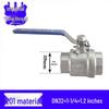 201/304 Stainless Steel Female Thread Ball Valve, Two-Piece, Sizes 1/2", 3/4", 1", 2" (DN15-20)