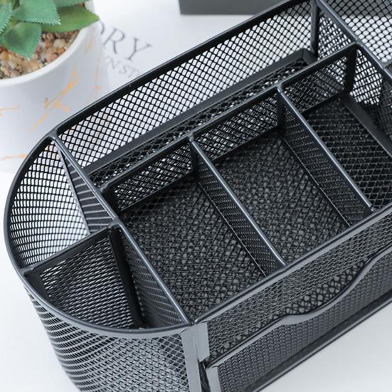 Pen Holder Sturdy Sliding Drawer Smooth Edges Non-fading Anti-rust Coating Organized Metal Nine Grids Pencil Storage Box Dormitory Accessory