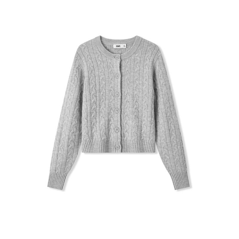 Semir Women's Winter Cable Knit Round Neck Cardigan