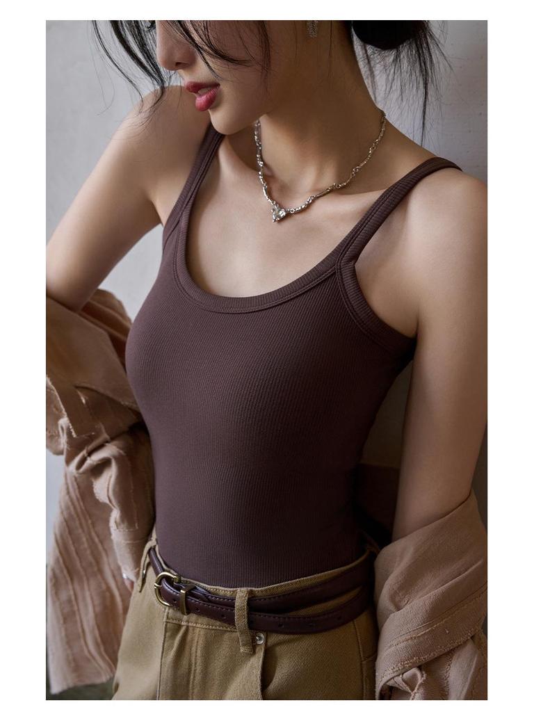 Женский топ-майка без рукавов с защитой от просвечивания - Летняя базовая одежда для улицы и дома, Покрытие боковых жировых складок