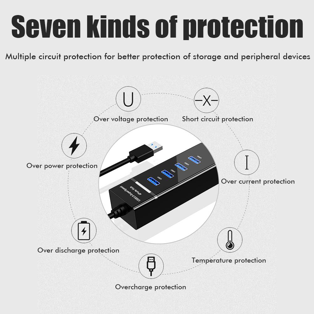 USB 3.0 Хаб, 4-портовый разветвитель для ноутбука, ПК, белый