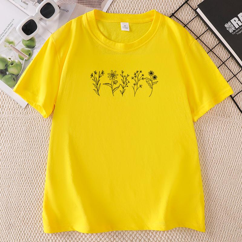 Wildflower T Shirt Floral Flower TShirt Nature Lover Short Sleeve Tees Wildflower Tshirt Casaul Round Neck Printed Clothing