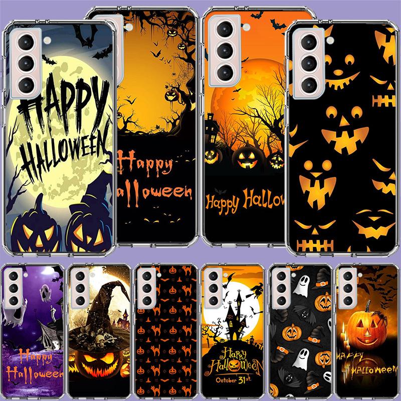 Pumpkin Halloween in Autumn Phone Case For Samsung S24 FE Galaxy S22 Ultra S25 Edge S21 S23 FE S20 Plus Cover Shell Coque Clear