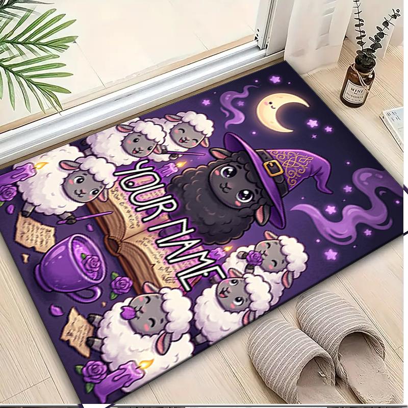 1PC Custom Name Witchcraft Sheep Magic Theme Floor Mat Ideal for Living Room, Game Rooms, Office, Bedroom, Office Floor Mat , Floor Mats for Home