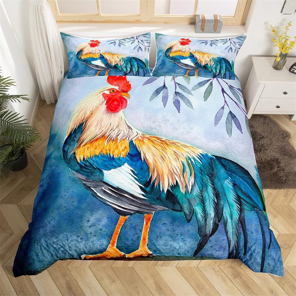 Farm 3D Chicken Duvet Cover Rooster Goose Duck for Kid Teen Women Men Gifts Farmhouse Animals for Bedroom Decorations Queen King
