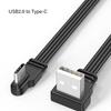 Кабель передачи данных USB 2.0 - Type C, 2 А, быстрая зарядка, скорость передачи данных 480 Мбит/с, плоский провод, колено 90 градусов для планшетов и телефонов