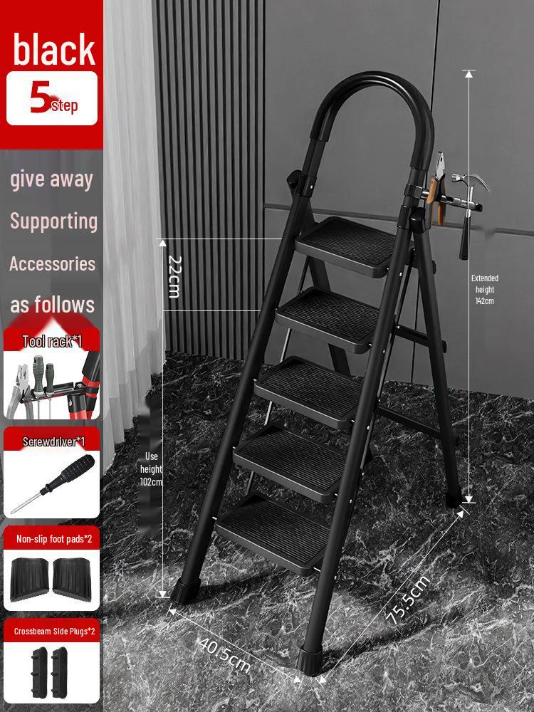 Four-Step Folding Telescopic A-Frame Ladder for Indoor Use