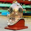 Royal Handicraft Boston U.S. Navy Mark V Divers Helmet, Cooper Brass Scuba Diving Helmet, and Nautical Marine Scuba Diving Helmet with Wooden Base