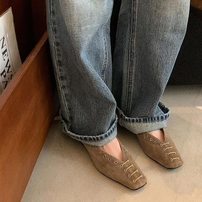 Корейская версия модных простых темпераментных туфель-лодочек, женский стиль, универсальные, квадратный носок, плоская подошва, на одном педале, бабушкины туфли, маленькая лия