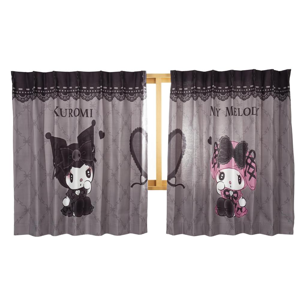 MORIPiLO Затемняющие шторы Sanrio My Melody Kuromi Узор Соединяющаяся Единая Картина Арт 100см x 110см Комплект Длины Стирка Возможна Милые Товары sanrio Midnight