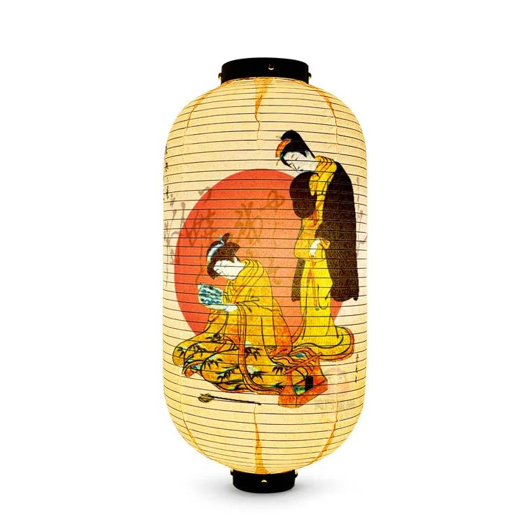 Japanese Style Geisha Pattern Lantern Waterproof Cloth Ukiyo-e Cuisine Restaurant Izakaya Decor Lantern Festival Party Decor