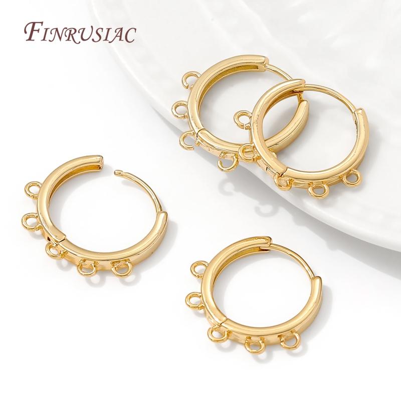 14K Gold Plated Brass Leverback Hoop Earrings with Loops,Multi/Single Open Loop Earring Connectors,DIY Jewelry Making Findings
