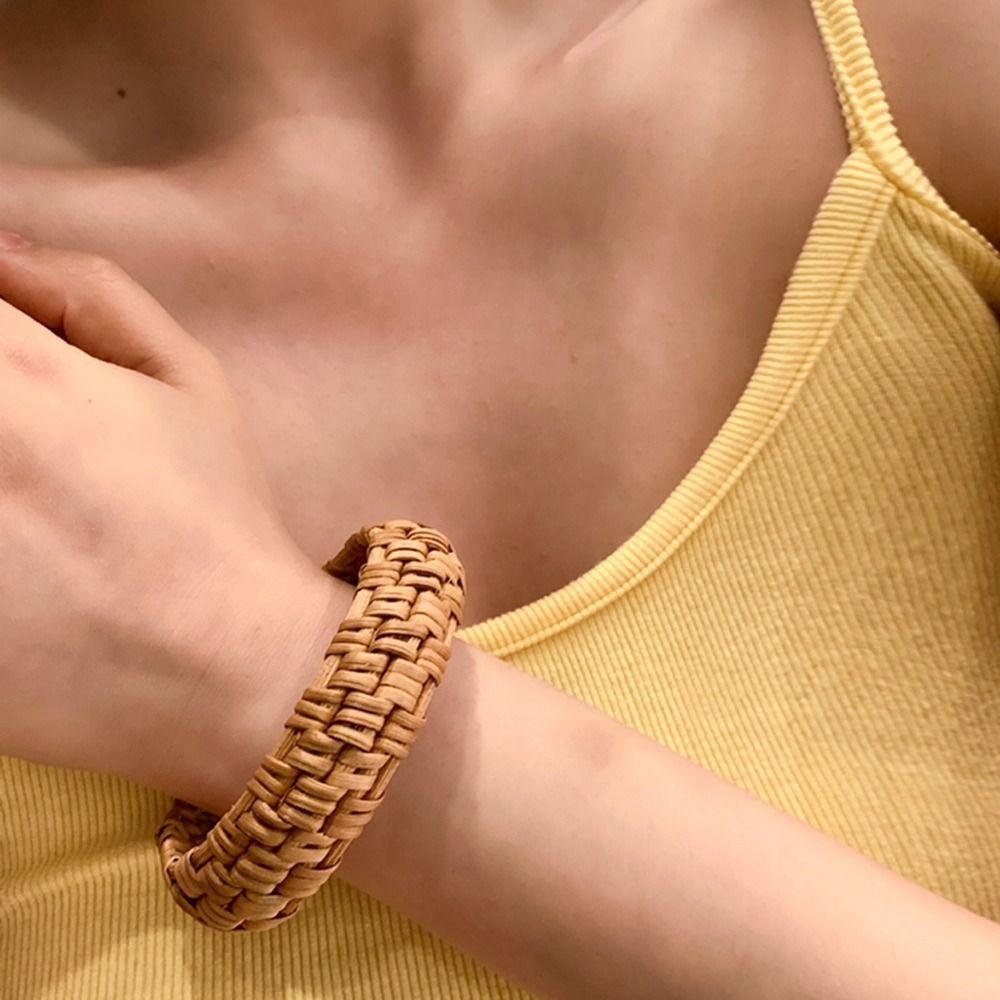 Браслет-кольцо из плетеного ротанга в форме птичьего гнезда, богемный плетеный браслет, женский