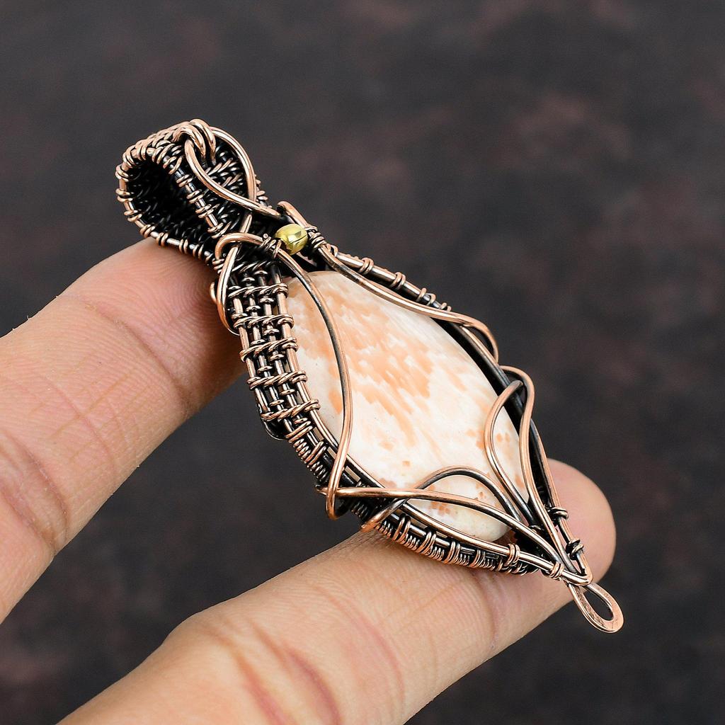 Подвеска из сколецита, кулон из медной проволоки, совершенно новые ювелирные изделия из драгоценных камней, уникальный стиль ручной работы, кулон из медной проволоки, ювелирный подарок для мамы