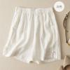 Летние женские шорты с высокой талией, прямые брюки, удобные, дышащие, повседневные брюки из хлопка и льна