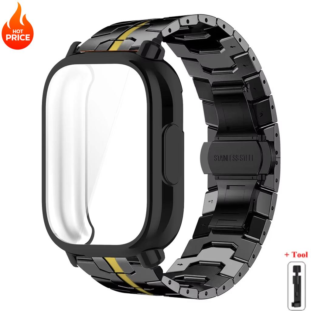 Чехол+Ремешок Для Redmi Watch 5 Active Мягкий ТПУ Чехол Для Xiaomi Redmi Watch 5 Lite Роскошный Металлический Ремешок Для Часов Браслет из Нержавеющей Стали