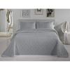 Bed - PIERRE CARDIN - 135 Cm - Grey - Plain Quilt - 2 Decorative Cushions