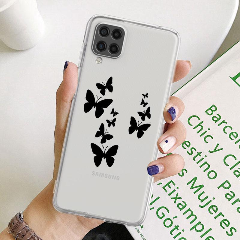 Прозрачный чехол для Samsung Galaxy A52 A12 A51 A32 A21s A71 A32 A22 50 A70 A31 A72 5G, чехол для телефона с цветами и сердечками, чехол