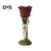Skeleton Hand Rose Candle Holder Ghost Hand Holding Flower Resin Figurine Taper Pillar Candle Candlestick Table Centerpiece Decoration